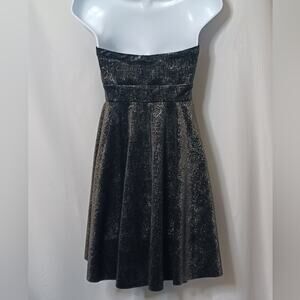 Free PeopleFree People Black Metallic Strapless Fit and Flare Mini Dress. Size M